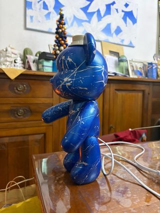 Lampada Orsetto Blu Dipinta a Mano