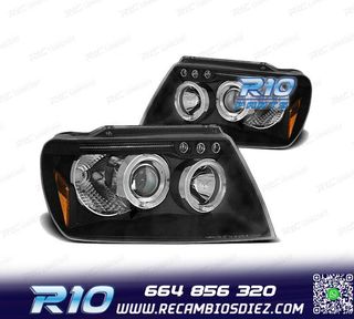 FAROS OJOS ANGEL PARA JEEP GRAND CHEROKEE 99-05 FONDO NEGRO