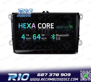 RADIO GPS ANDROID 11 PARA VOLKSWAGEN VW SEAT SKODA HEXA-CORE