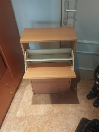 Zapatero de madera y plástico