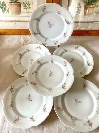 Platos Llanos Porcelana Limoges Vintage Floral
