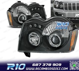 FAROS OJOS ANGEL LED PARA JEEP GRAND CHEROKEE 05-08 NEGROS