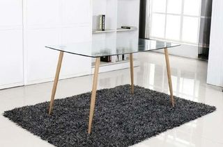 Mesa de comedor cristal y madera