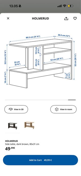 Mesa auxiliar IKEA madera oscura