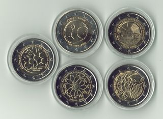 Lote 5 monedas 2 euros Chipre conmemorativas