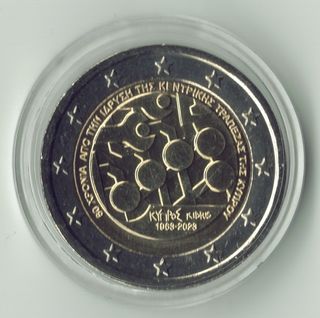 Lote 5 monedas 2 euros Chipre conmemorativas