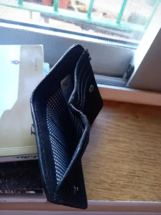 Monedero piel Ante negro Brownie