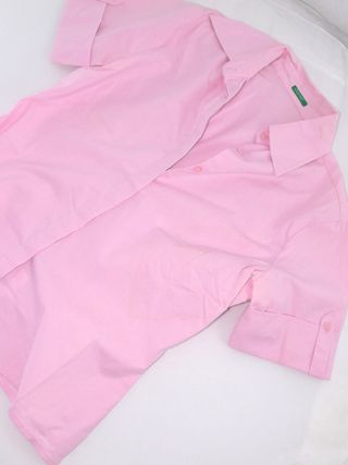 Benetton Camicia Donna Rosa S Cotone Manica Corta