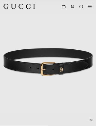 Cintura Gucci Pelle Nera Fibbia Oro