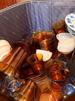 Set di stoviglie Duralex in vetro marrone e trasparente