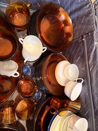 Set di stoviglie Duralex in vetro marrone e trasparente