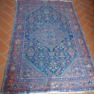 Tappeto Persiano Lana Blu Rosso