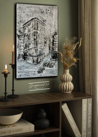 Cuadro abstracto moderno blanco y negro