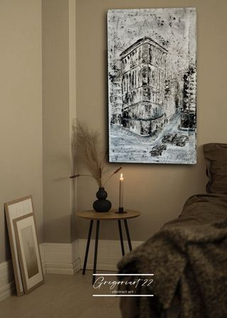 Cuadro abstracto moderno blanco y negro