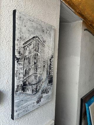 Cuadro abstracto moderno blanco y negro