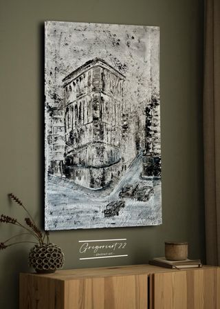 Cuadro abstracto moderno blanco y negro