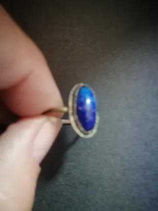 Anillo Plata Ley Lapislázuli Azul Cobalto
