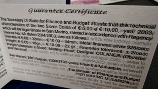 1,19 Oz Plata Pura San Marino 2003 JJOO Atenas