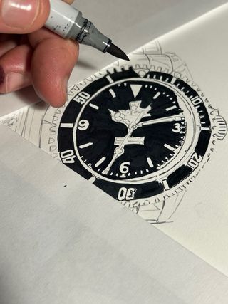 DIBUJO ORIGINAL ROLEX OYSTER PERPETUAL SUBMARINER