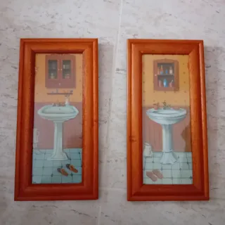 Set 3 Cuadros Baño Vintage