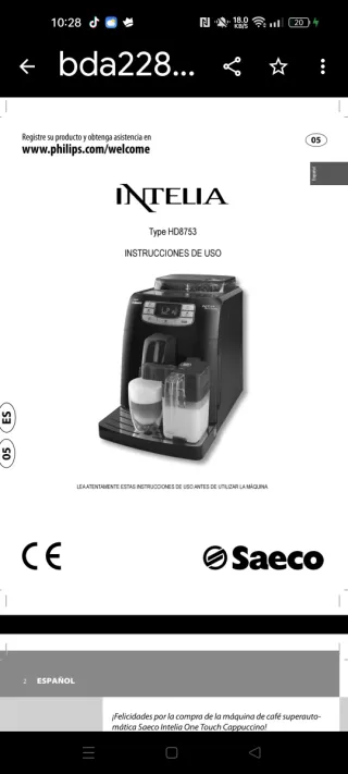 Placa base Saeco Intelia Cafetera