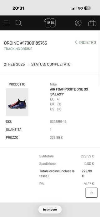 Nike Air Foamposite One Galaxy nuove