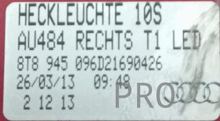 Piloto trasero derecho Audi A5 Sportback (8TA) 2.0 TFSI (180 cv)