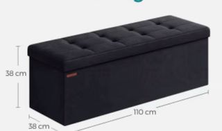 Puf Negro Acolchado Almacenaje