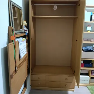 Armario de pino 2 puertas y 2 cajones