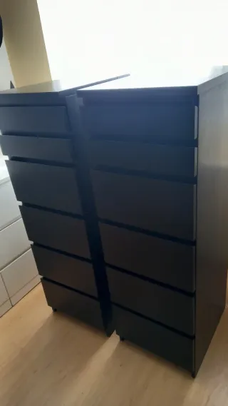 Cómoda Malm 6 cajones Negra