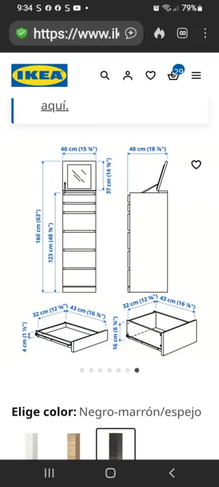 Cómoda Malm 6 cajones Negra