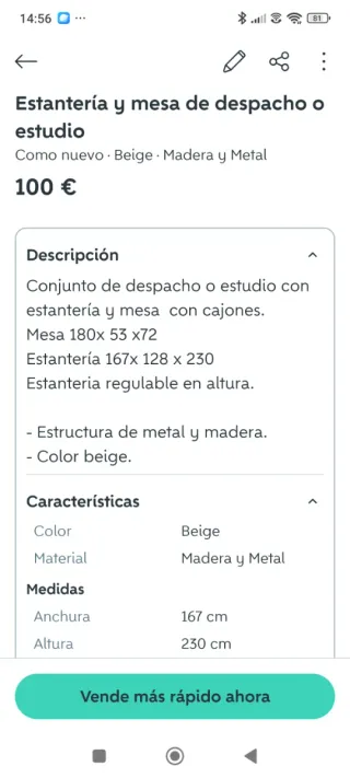 Mesa de estudio y estantería