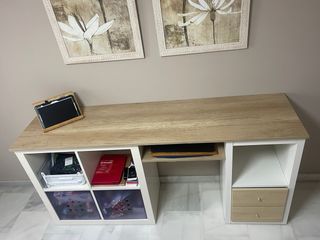 Escritorio modular madera y blanco