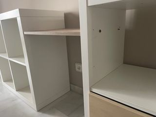 Escritorio modular madera y blanco