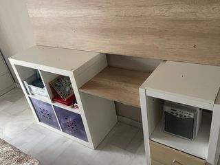 Escritorio modular madera y blanco