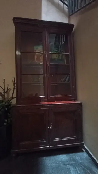 Vitrina Librería Antigua Madera Cristal Siglo XIX