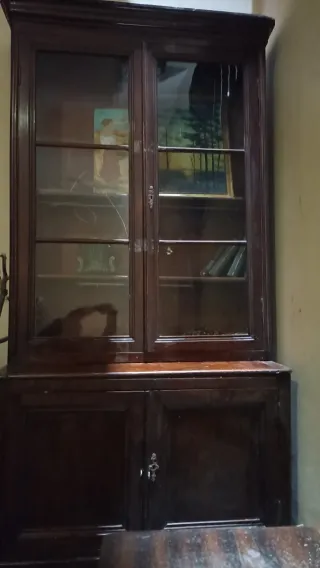 Vitrina Librería Antigua Madera Cristal Siglo XIX