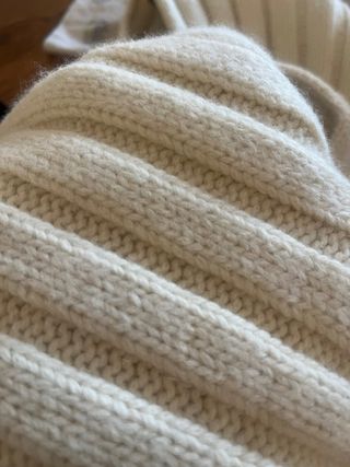 Bufanda de pelo conejo angora beige suave nuevo M