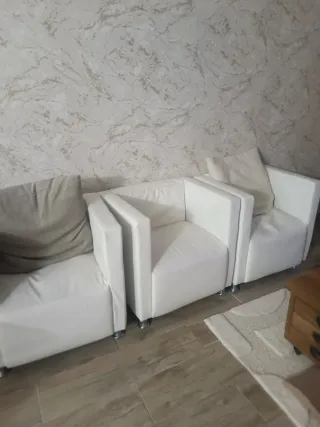 3 Butacas Blancas Piel Sintética