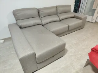 Sofá modular tela beige/gris