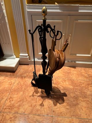 Utensilios chimenea metal y madera