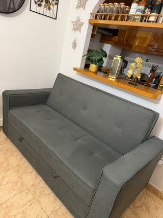 Sofá Cama Gris Tela