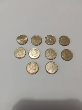 10 monedas de 5 pesetas