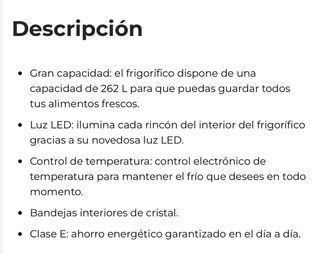 Frigorífico 262L Segunda Mano
