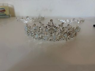 Tiara Novia Plata y Blanco