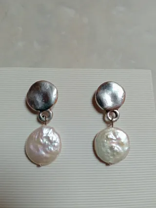 Pendientes perla luna barroca
