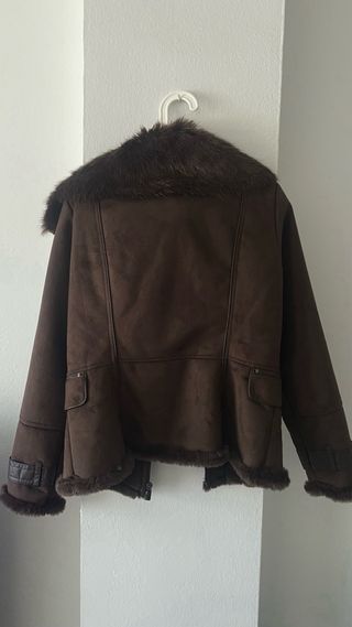 Chaqueta de ante entallada forro Salsa marron