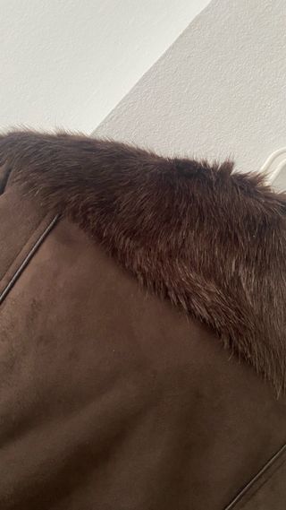 Chaqueta de ante entallada forro Salsa marron