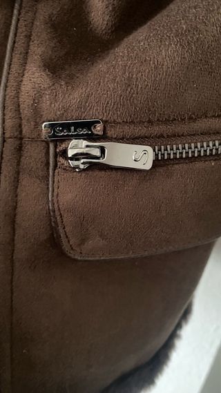 Chaqueta de ante entallada forro Salsa marron