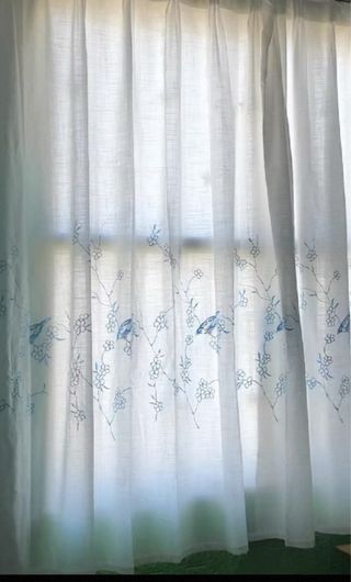 4 Cortinas Decorativas Azul y Blanco